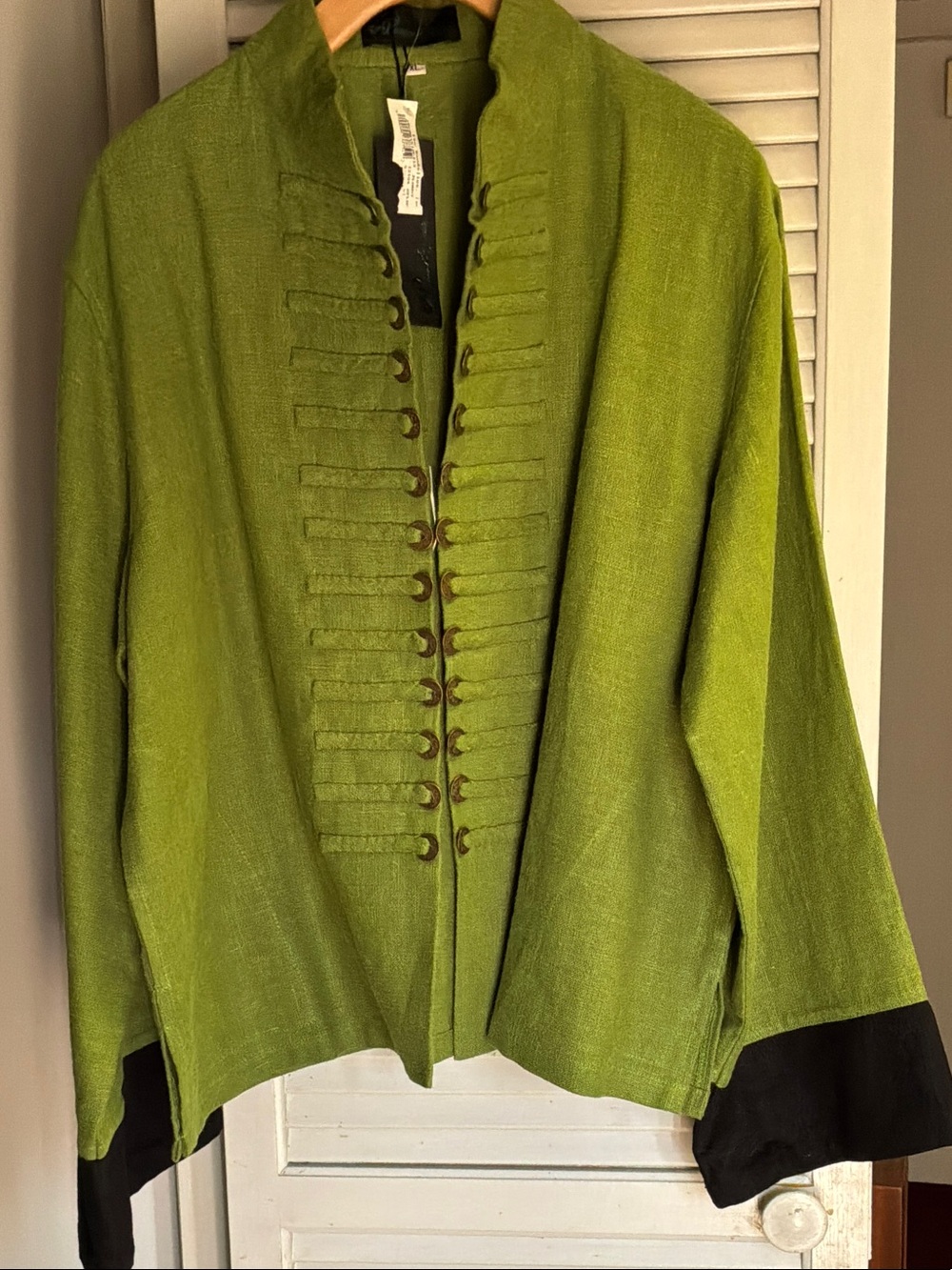 Peacock Ways olive vintage military style linen jacket XL NWT